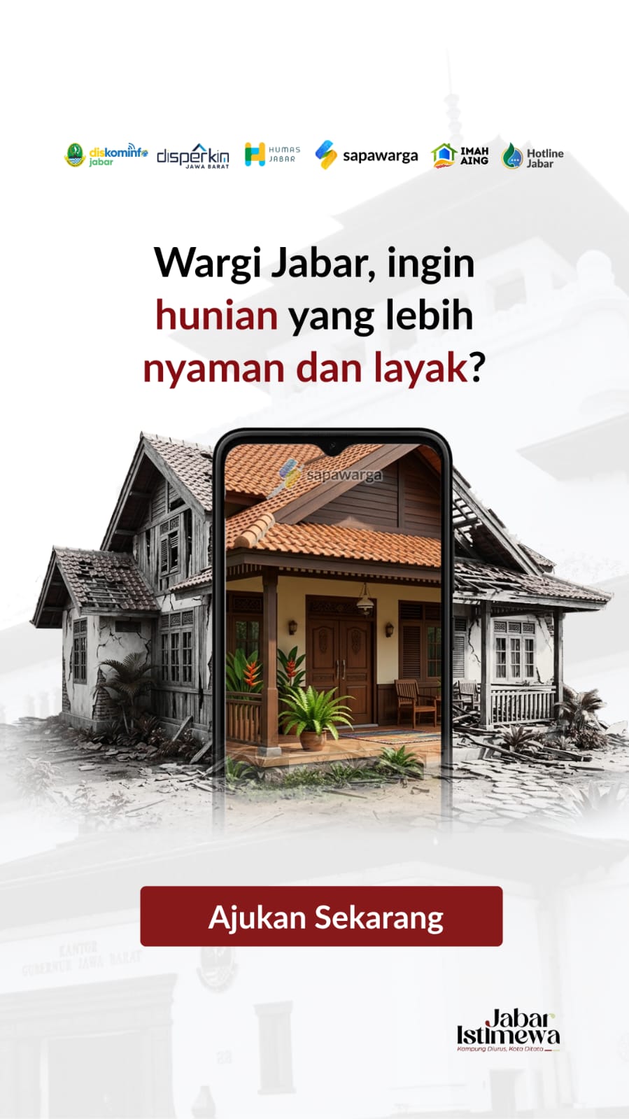Masyarakat Mulai Bisa Akses Fitur Imah Aing di Aplikasi Sapawarga, Perbaikan Rumah Dipastikan Gratis