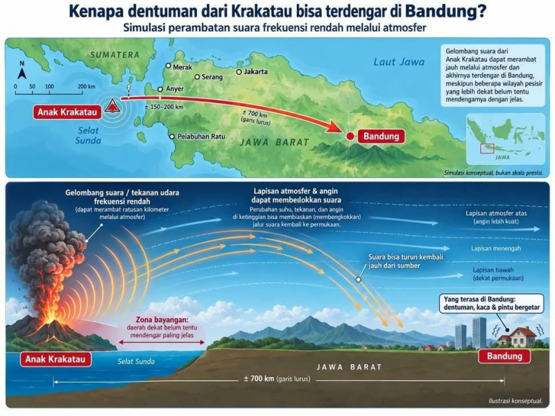 Benarkah Suara Dentuman di Bandung Raya Ada Kaitan dengan Erupsi Gunung Anak Krakatau? Begini Penjelasan PVMBG